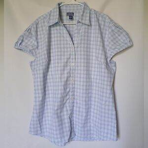 Uniti Casuals Womens Top Size 2X Color Blue Plaid With Silver Line